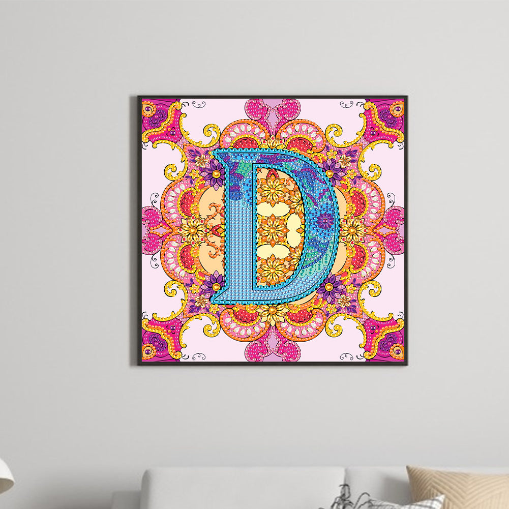 D Letter Mandala - Special Shaped Drill Diamond Painting 30*30CM