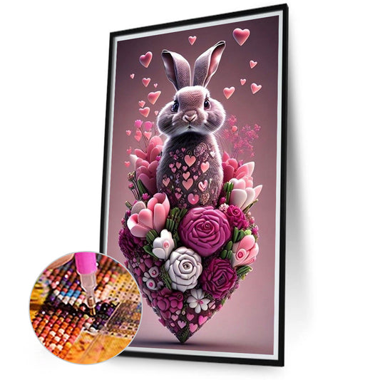 Love Flower Rabbit - Full Round Drill Diamond Painting 40*70CM