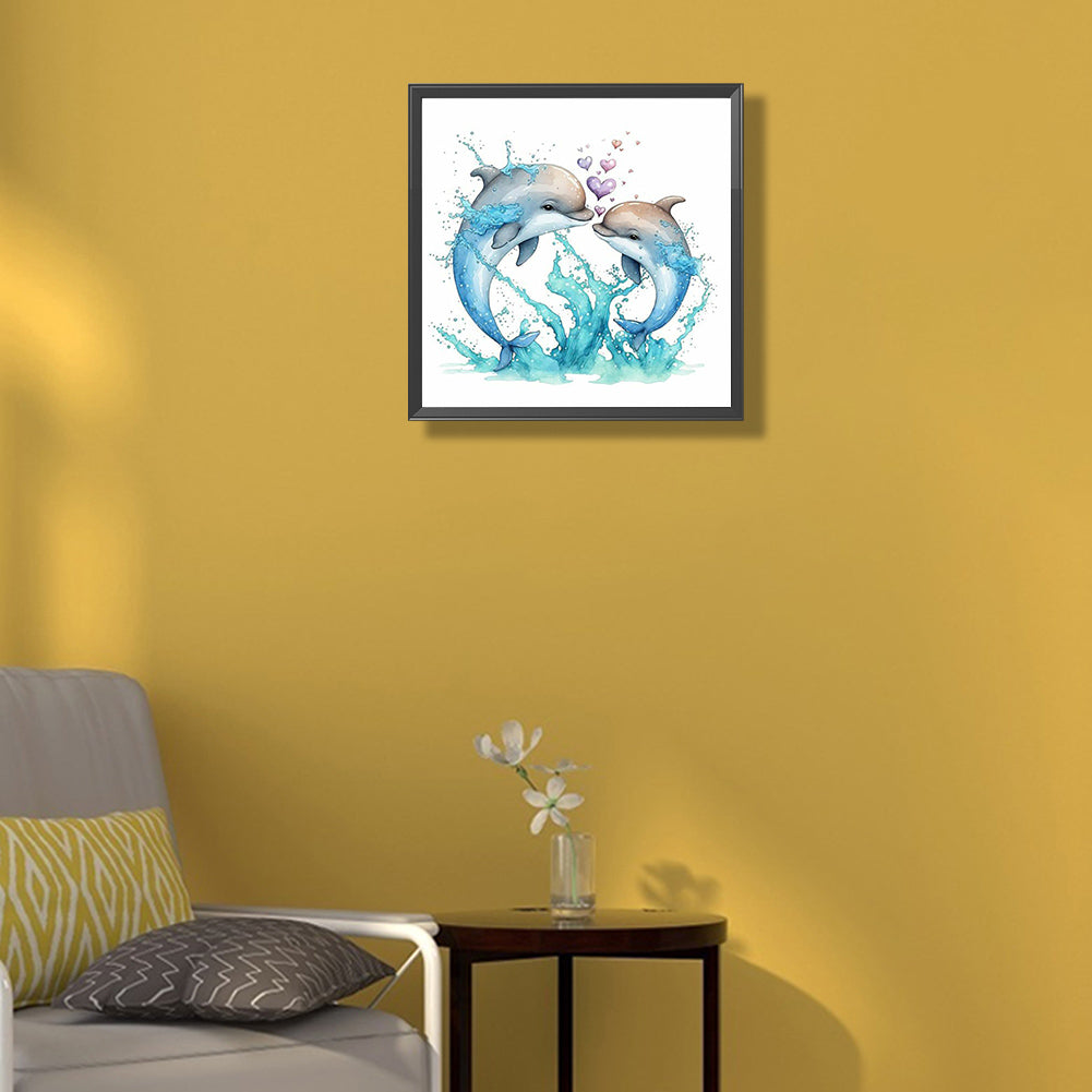 Love Dolphin - Full Round Drill Diamond Painting 30*30CM