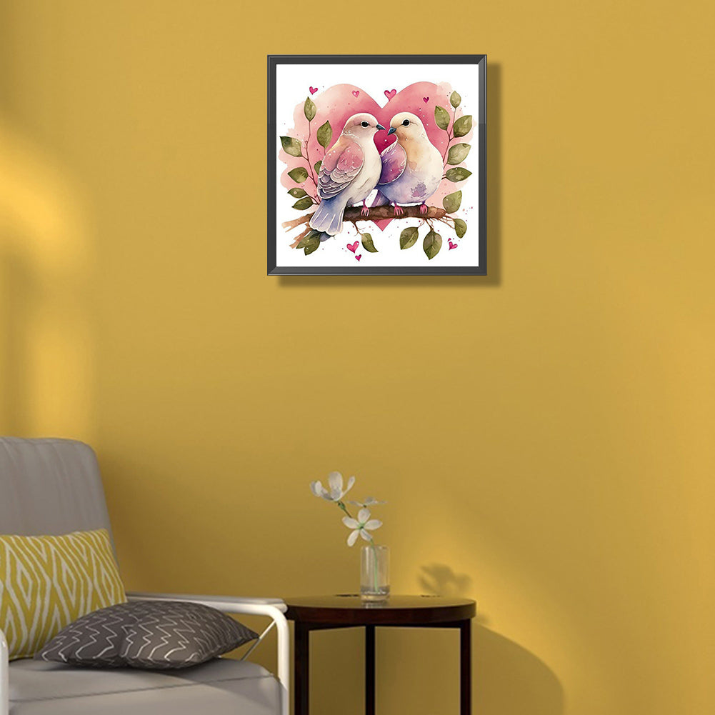 Two Pigeons In Love Animal Series - Full Round Drill Diamond Painting 30*30CM