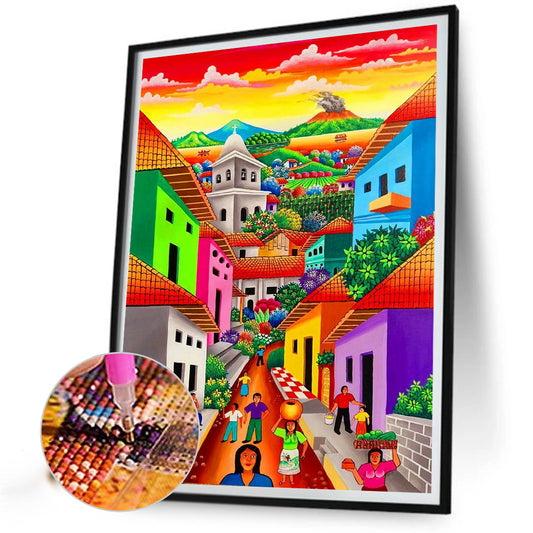 Colorful Building - Full Round Drill Diamond Painting 30*40CM