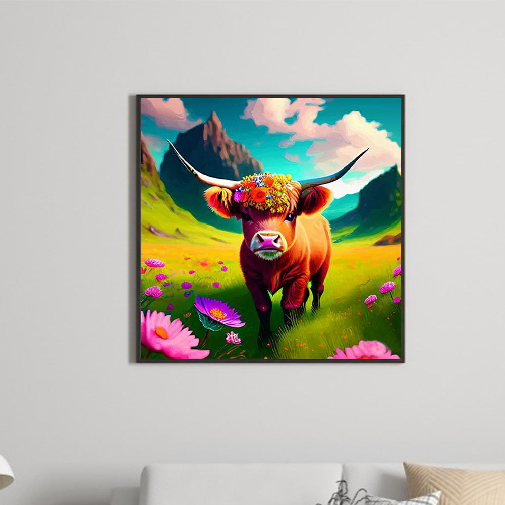 Plateau Cattle - Full Round Drill Diamond Painting 30*30CM