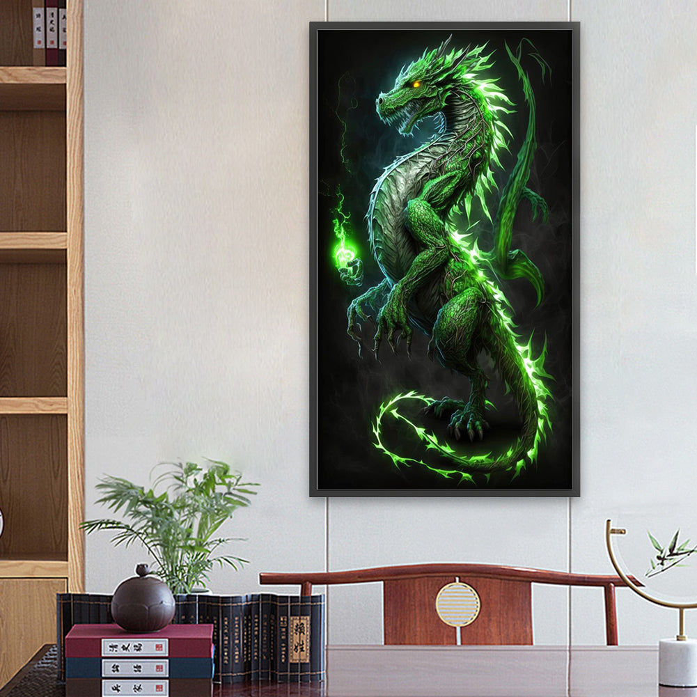 Ferocious Green Dragon - Full Square Drill Diamond Painting 40*70CM