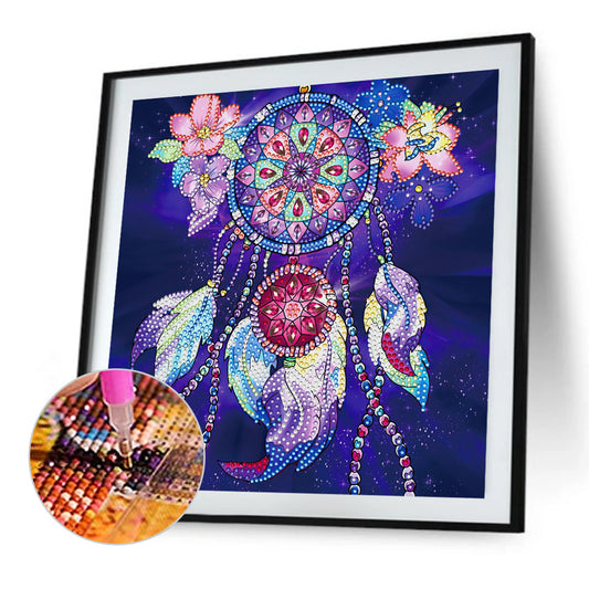 Flower And Feather Ring - Special Shaped Drill Diamond Painting 30*30CM