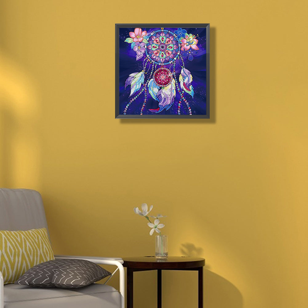 Flower And Feather Ring - Special Shaped Drill Diamond Painting 30*30CM