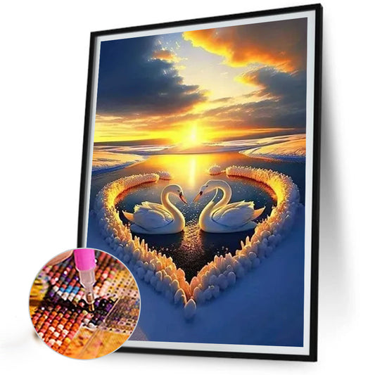 Fantasy Swan Lake - Full Round Drill Diamond Painting 40*50CM