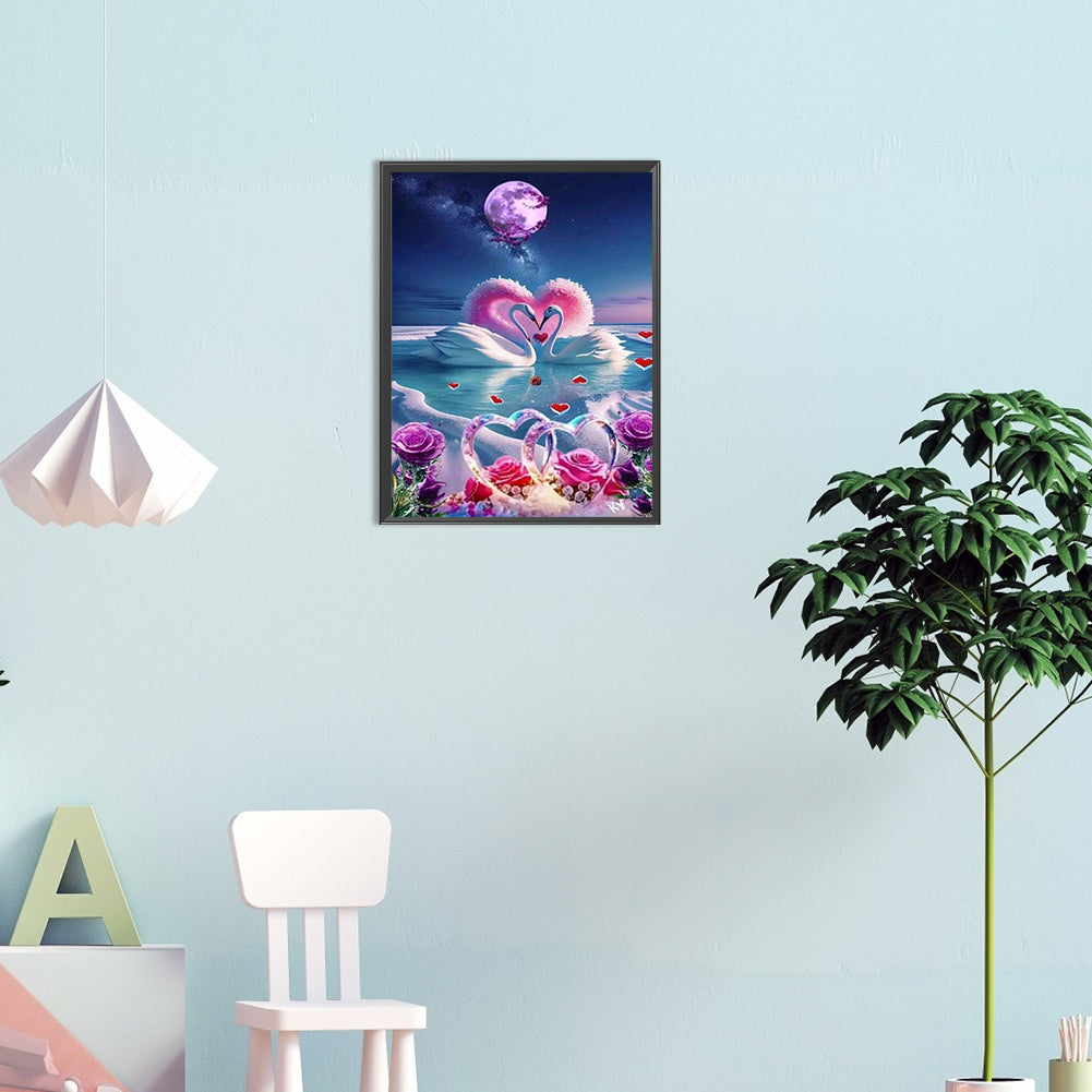 Fantasy Swan Lake - Full Round Drill Diamond Painting 30*40CM