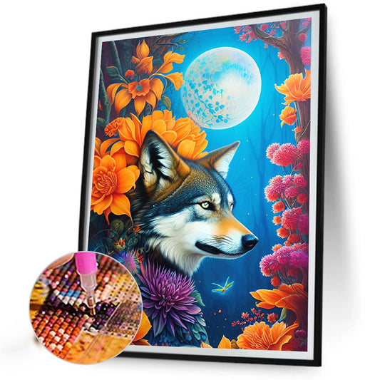 The Wolf Of The Cold Night Under The Moon - Full Round Drill Diamond Painting 30*40CM