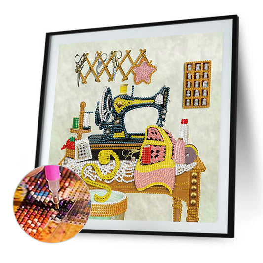 Retro Nostalgic Sewing Machine - Special Shaped Drill Diamond Painting 30*30CM