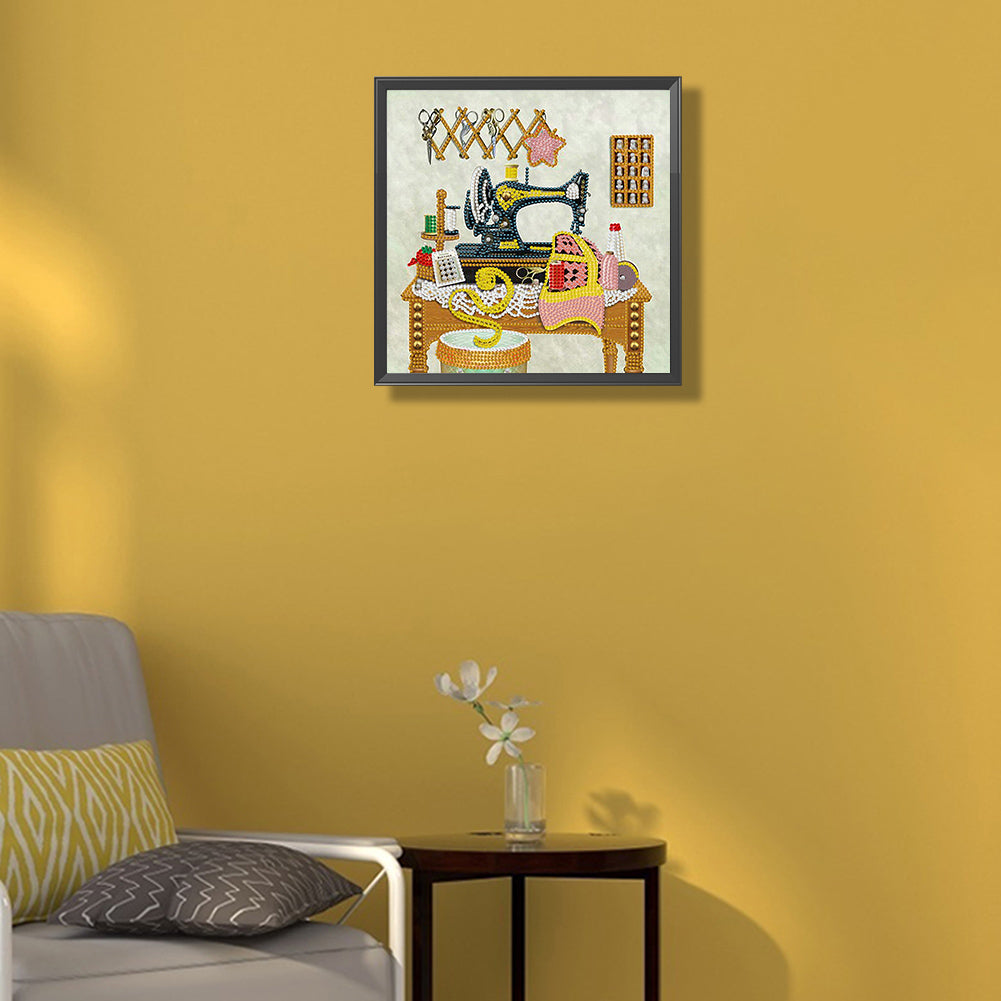 Retro Nostalgic Sewing Machine - Special Shaped Drill Diamond Painting 30*30CM