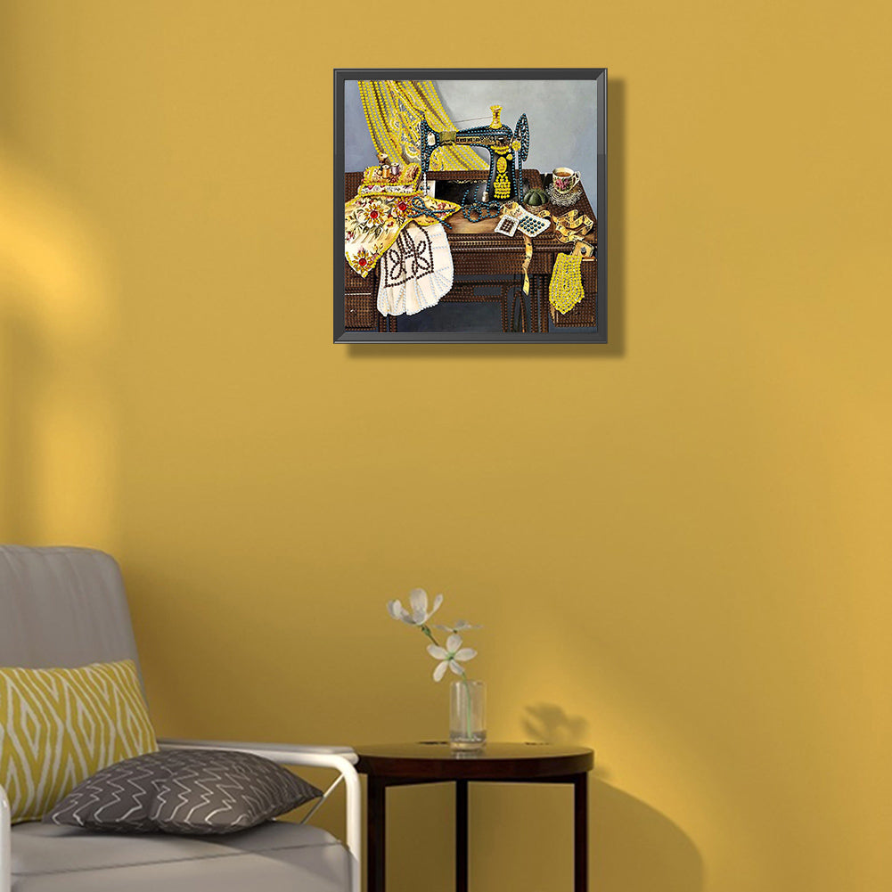 Retro Nostalgic Sewing Machine - Special Shaped Drill Diamond Painting 30*30CM