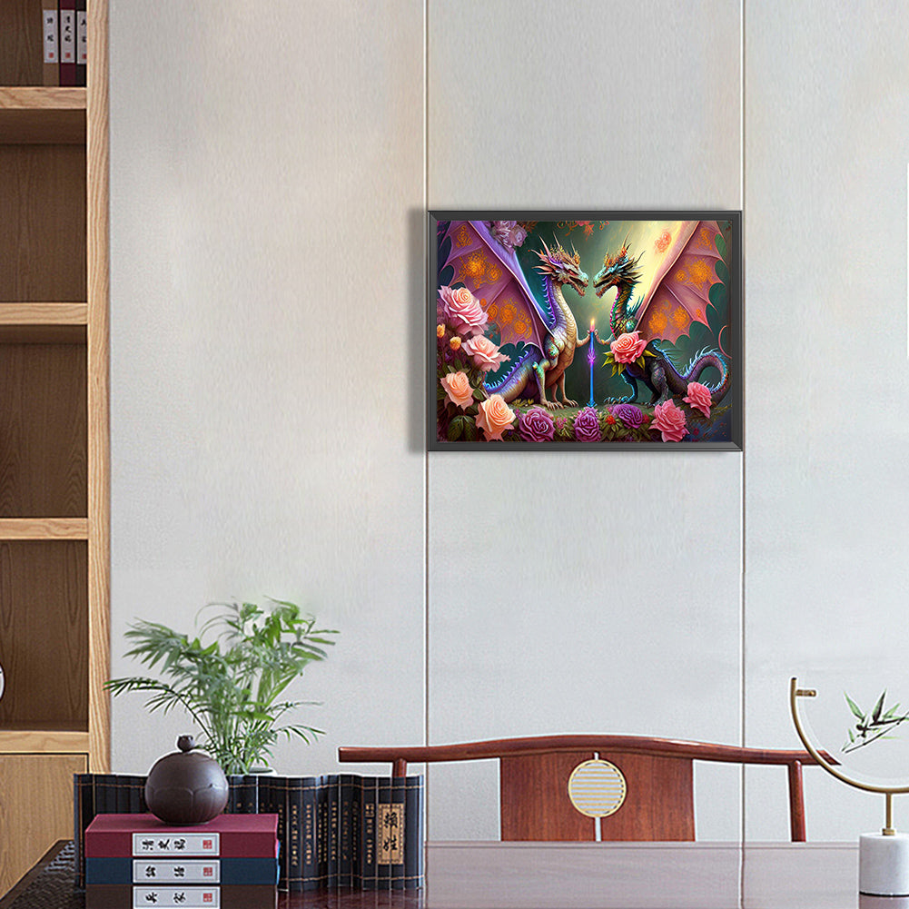 Married Dinosaur - Full Round Drill Diamond Painting 40*30CM