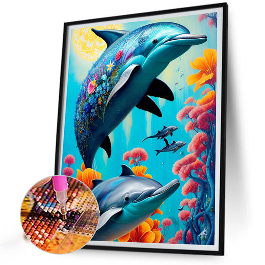Dolphin - Full Round Drill Diamond Painting 30*40CM