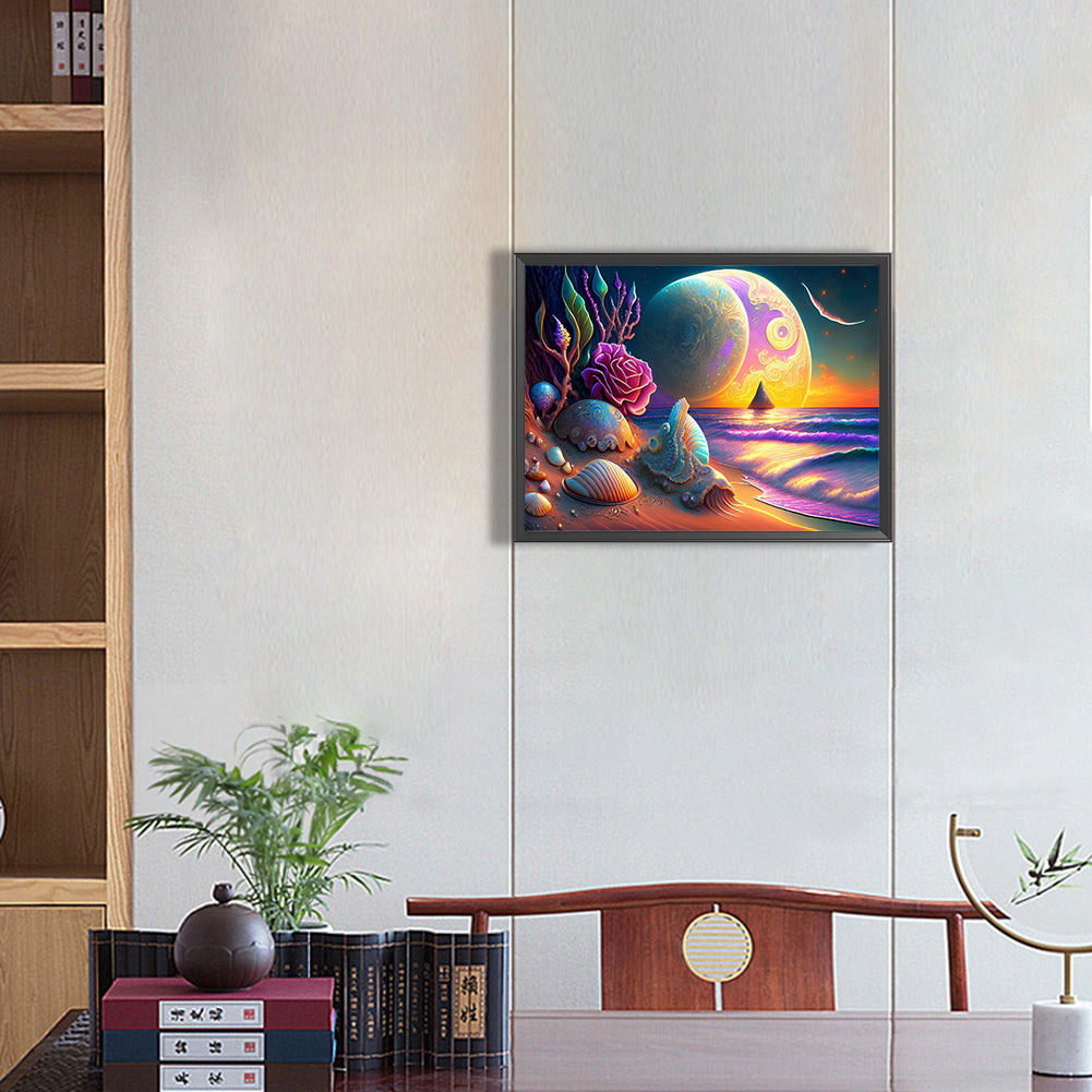 Sea Beach - Full Round Drill Diamond Painting 40*30CM