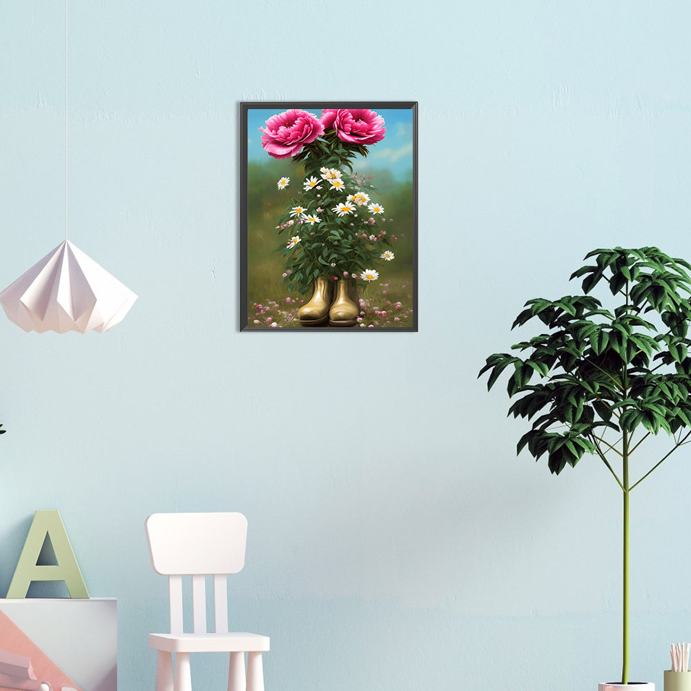Wildflowers In Shoes - Full Round Drill Diamond Painting 30*40CM