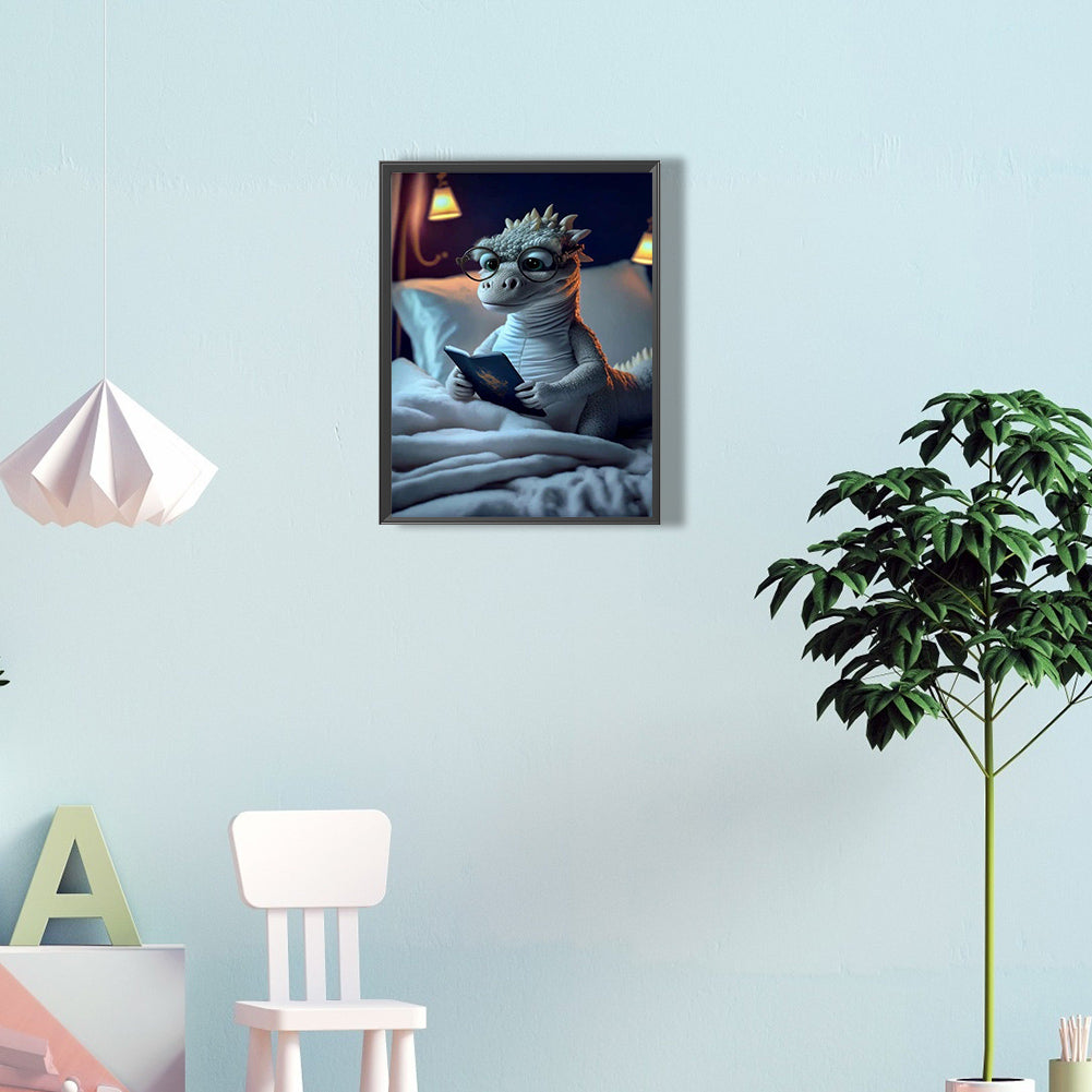 Crocodile Reading - Full Round Drill Diamond Painting 30*40CM