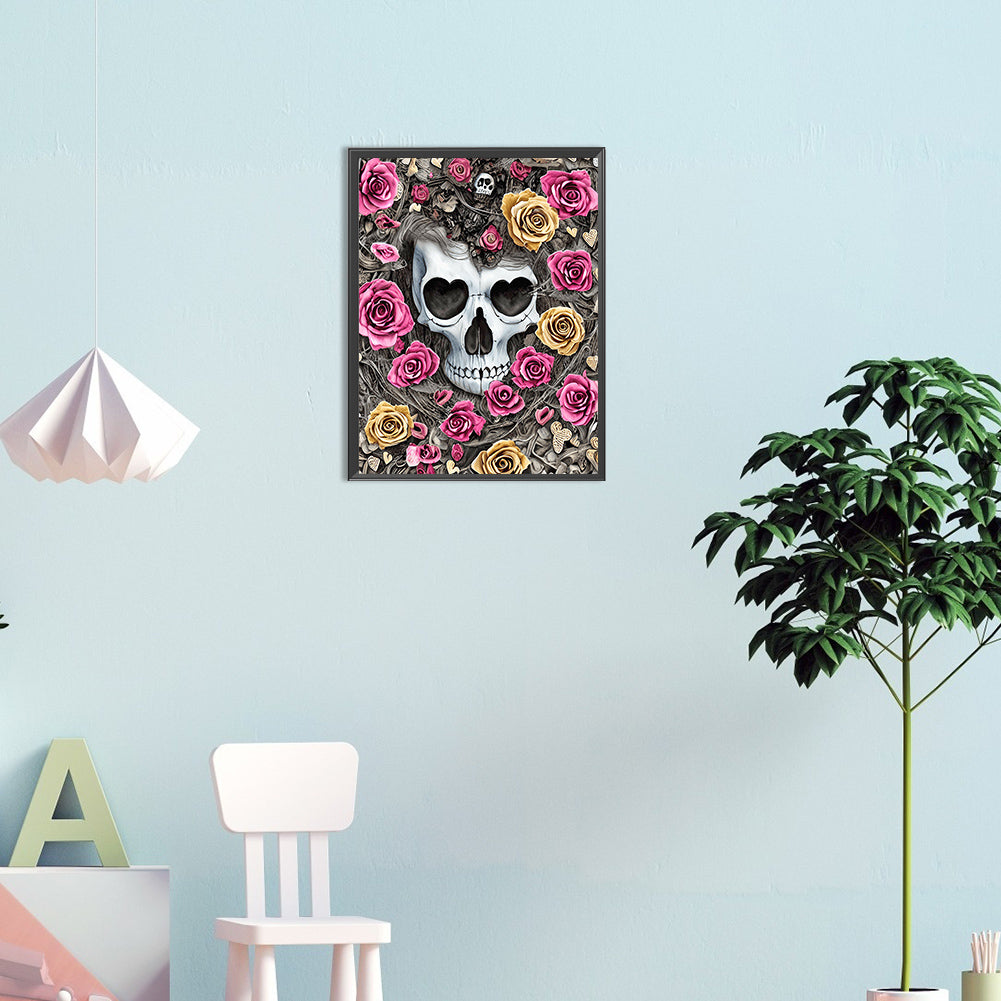 Rose Skull - Full Round Drill Diamond Painting 30*40CM