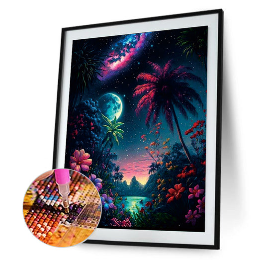 Lake Night View - Full Round Drill Diamond Painting 40*50CM