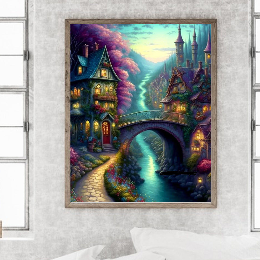 Small Bridge House - Full Round Drill Diamond Painting 40*50CM