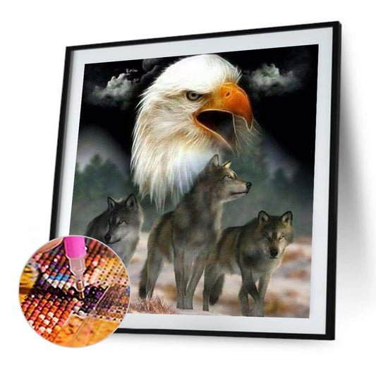 Night Sky Wolf And Eagle - Full Round Drill Diamond Painting 40*40CM