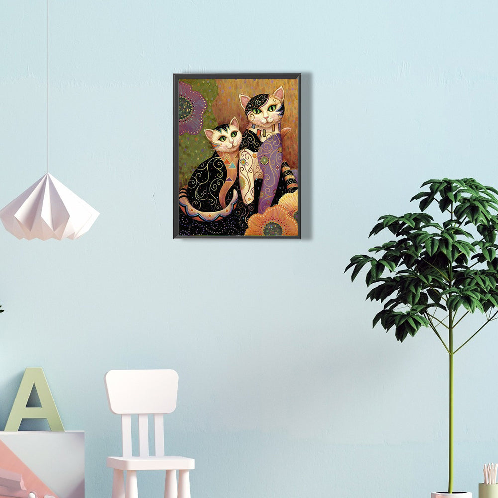 Retro Art Cat - Full Round Drill Diamond Painting 30*40CM