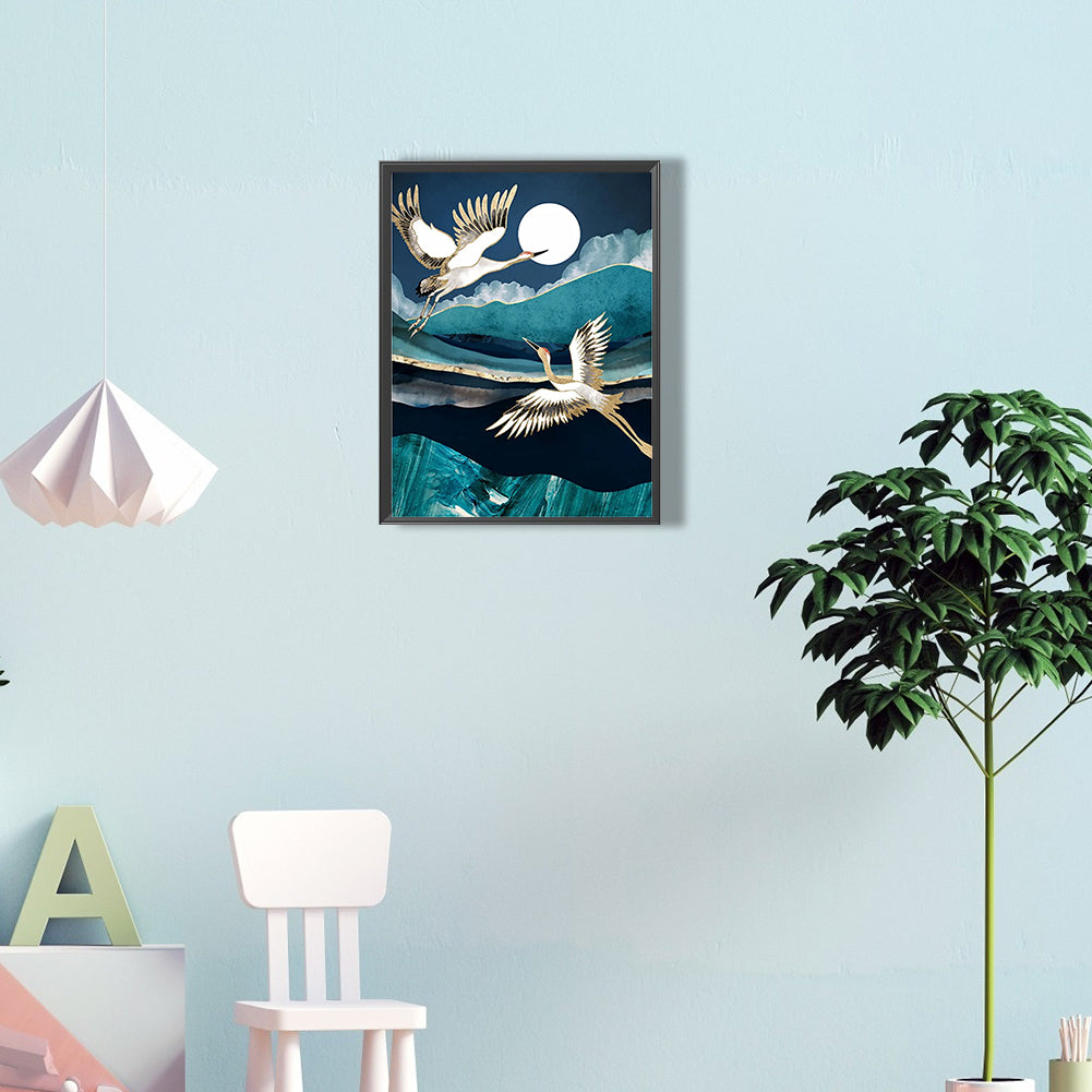 Crane Under The Moon - Full Round Drill Diamond Painting 30*40CM