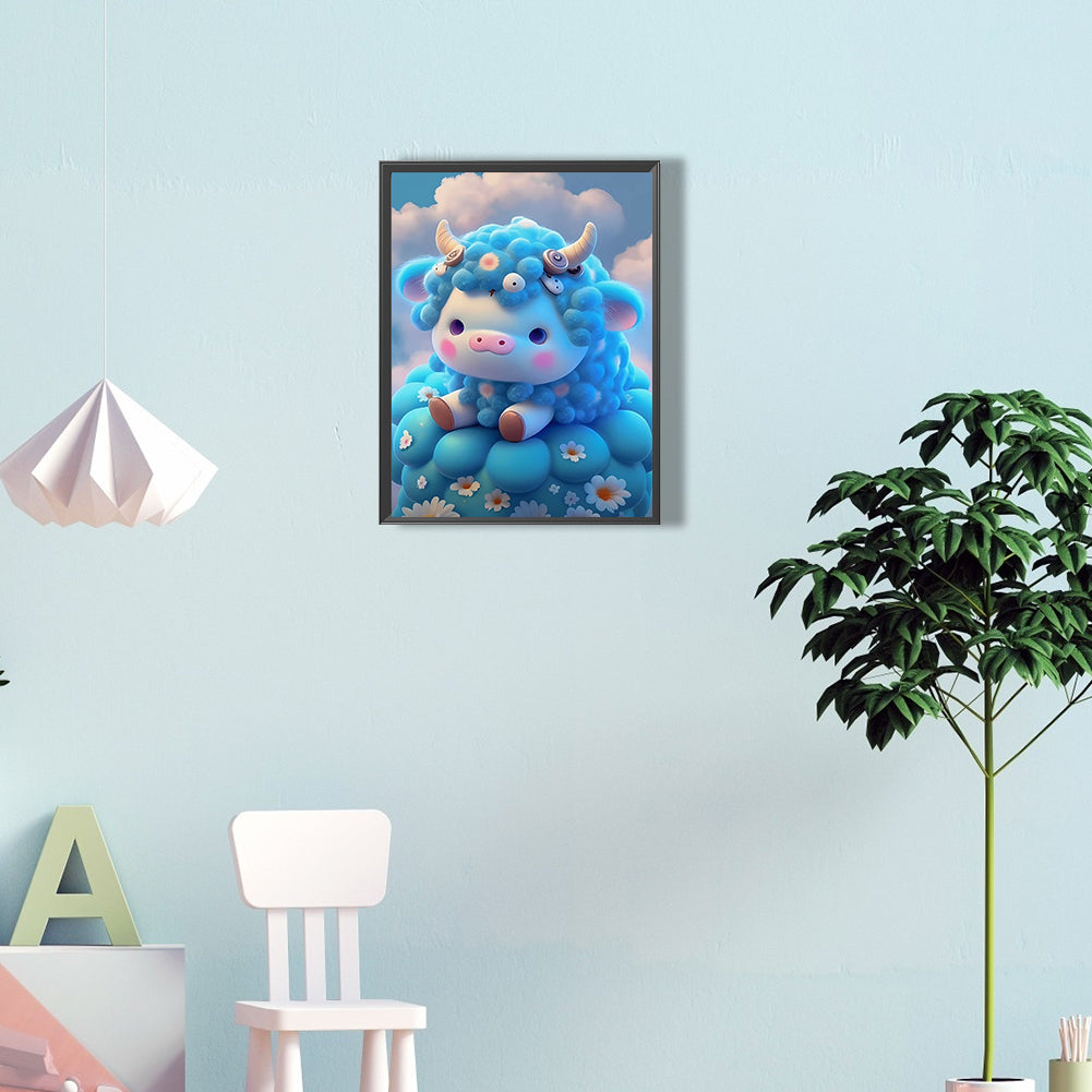 Blue Bull - Full Round Drill Diamond Painting 30*40CM