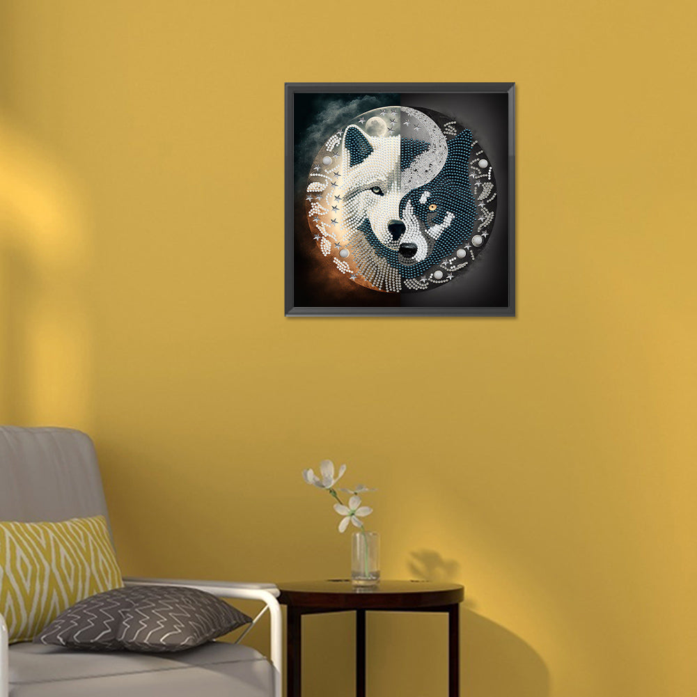 Tai Chi Yin Yang Wolf - Special Shaped Drill Diamond Painting 30*30CM