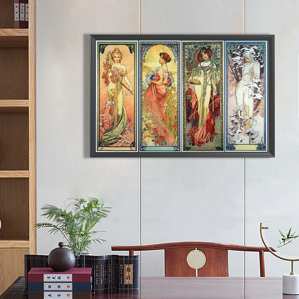 Art Illustration - Mucha - Full Round Drill Diamond Painting 70*50CM