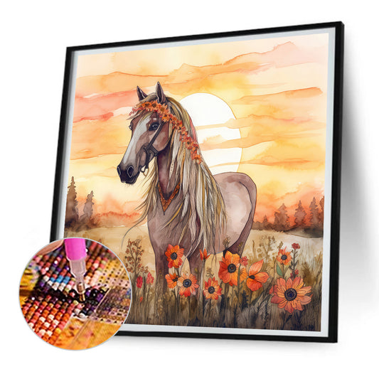 Field Horse - Full Round Drill Diamond Painting 30*30CM