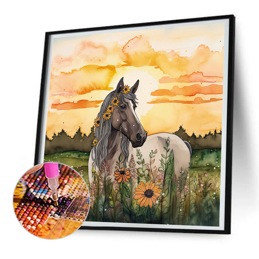 Field Horse - Full Round Drill Diamond Painting 30*30CM