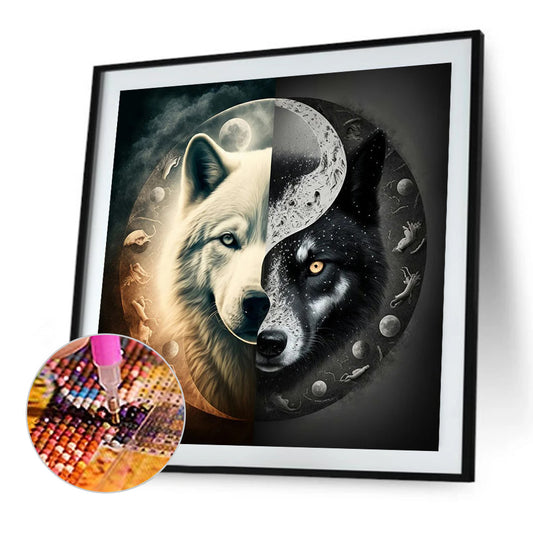 Wolf Yin Yang Diagram - Full Square Drill Diamond Painting 40*40CM