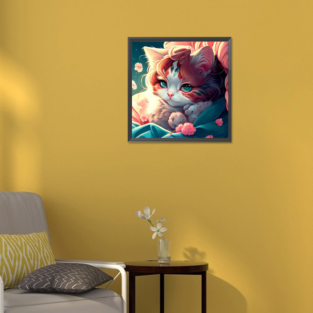 Wake Up Cat - Full Round Drill Diamond Painting 30*30CM