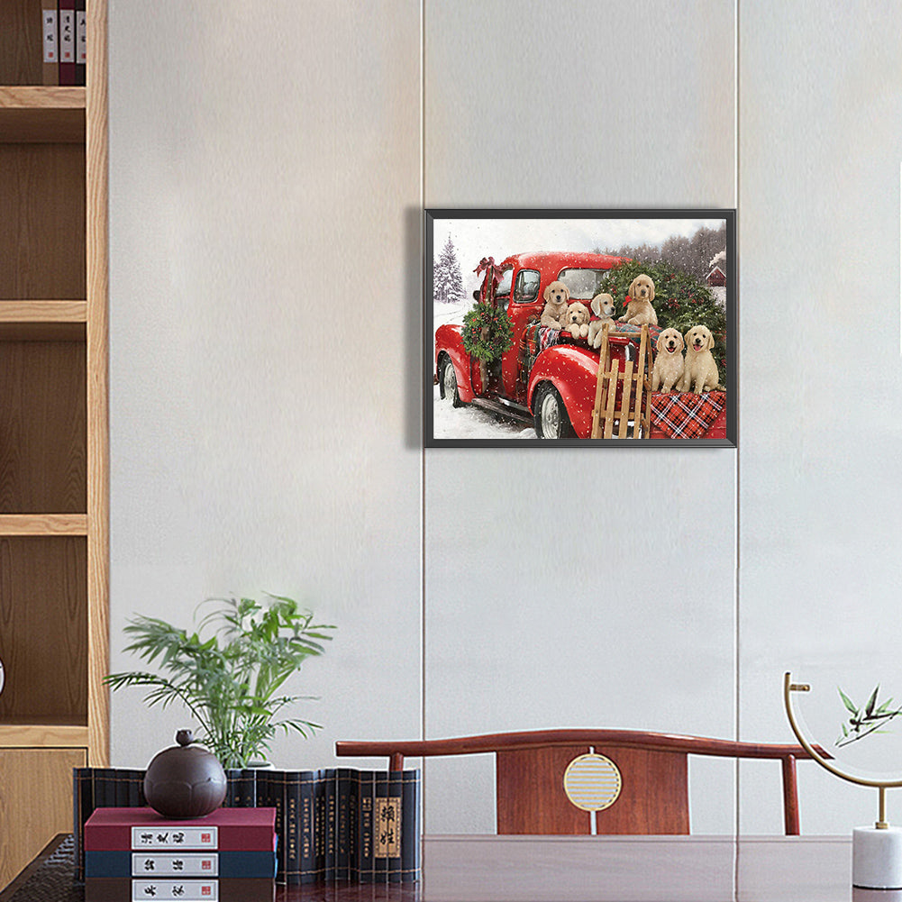 Golden Retriever On Truck - Full Square Drill Diamond Painting 40*30CM