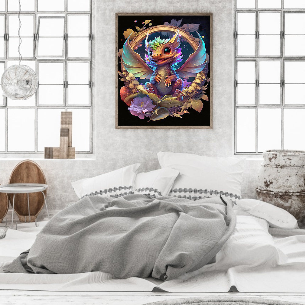 Little Dragon - Full Round Drill Diamond Painting 30*35CM