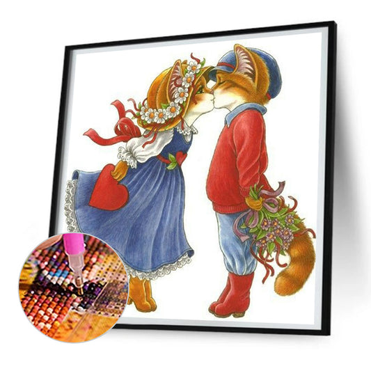 Dating Cat Couples - Full Round Drill Diamond Painting 30*30CM