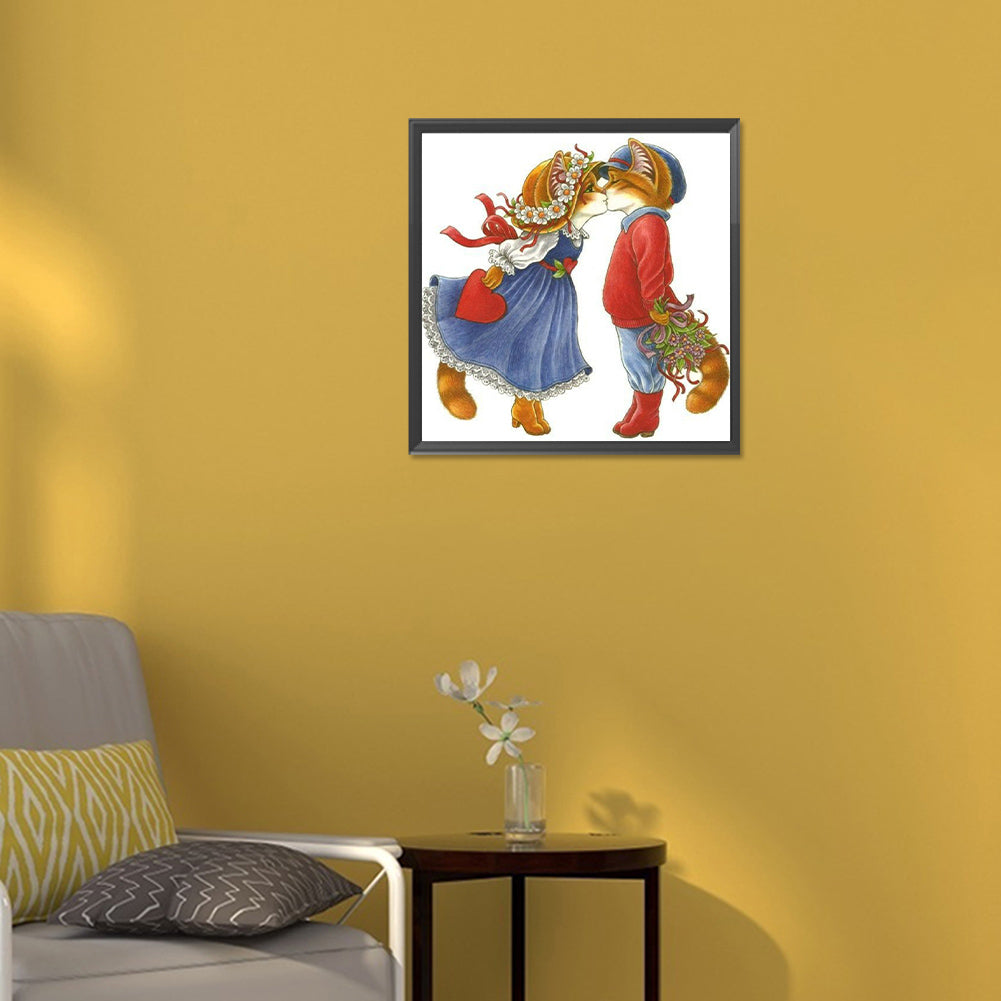 Dating Cat Couples - Full Round Drill Diamond Painting 30*30CM