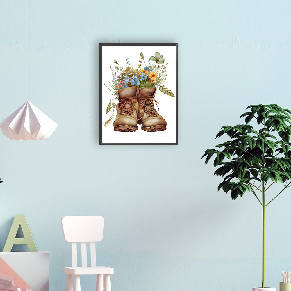 Floral Boots - Full Round Drill Diamond Painting 30*40CM