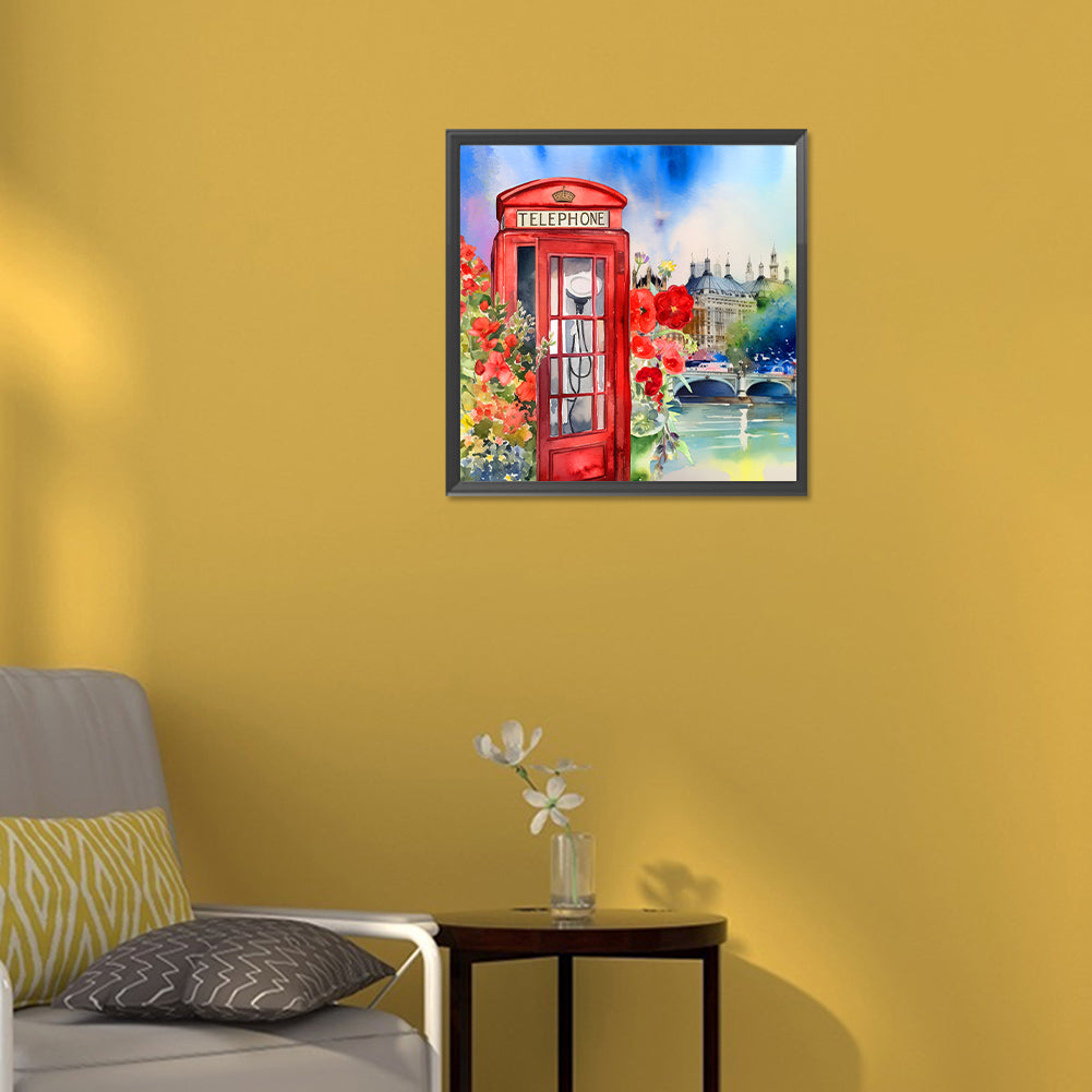 Telephone Booth - Full Round Drill Diamond Painting 30*30CM