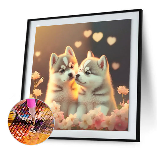 Love Puppies - Full Round Drill Diamond Painting 30*30CM