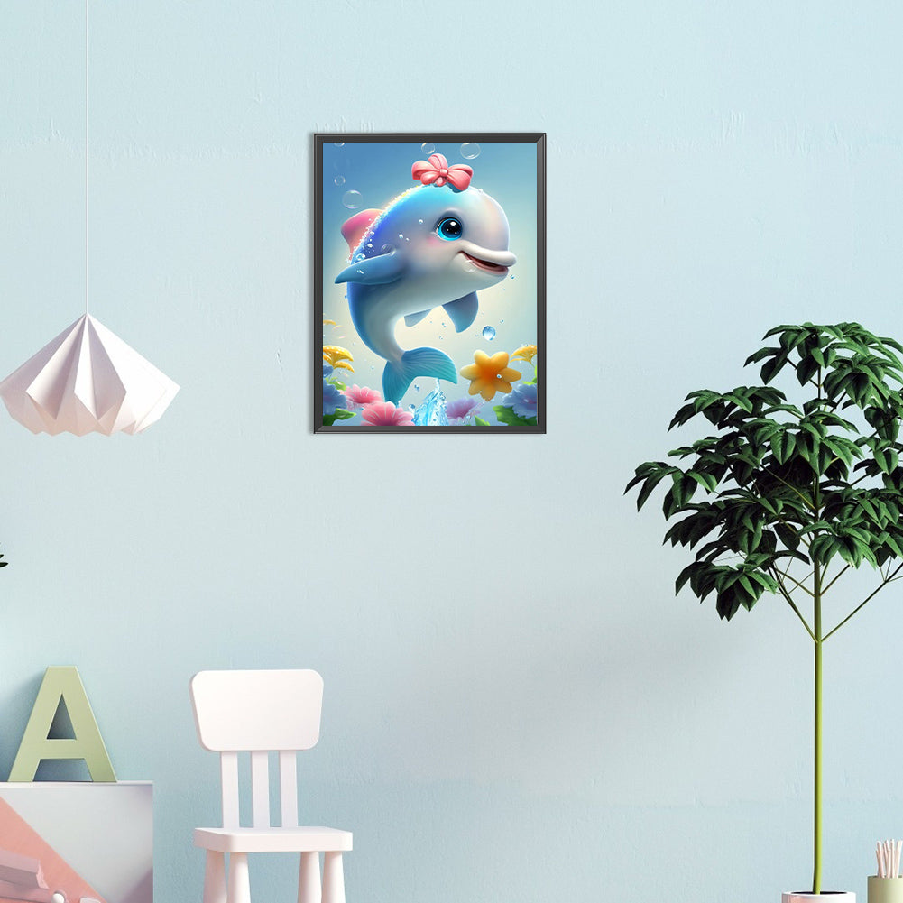 Beautiful Dolphin - Full Round Drill Diamond Painting 30*40CM