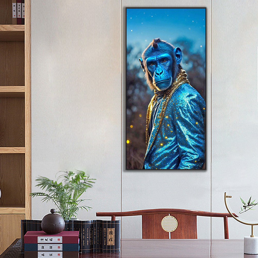 Monkey Under The Starry Night - Full Round Drill Diamond Painting 40*80CM