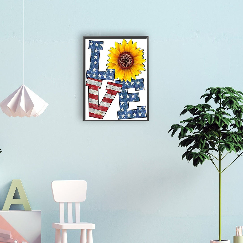 Flag Letter Love - Full Round Drill Diamond Painting 30*40CM