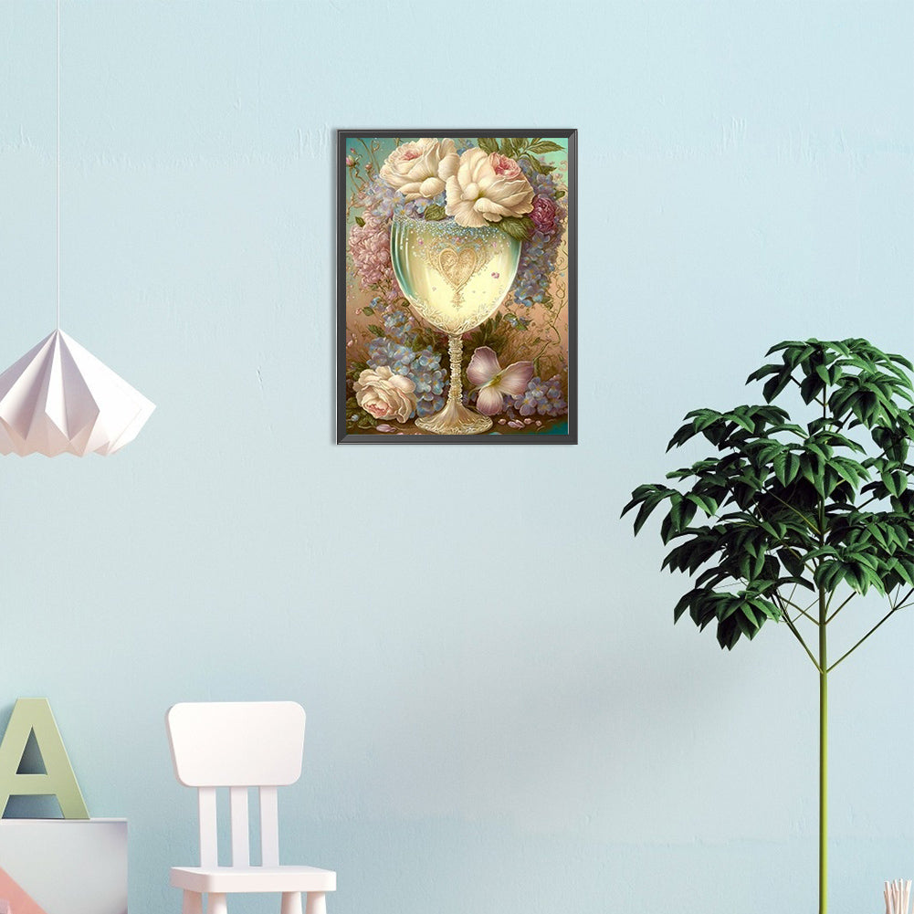 Flower Goblet - Full Square Drill Diamond Painting 20*30CM