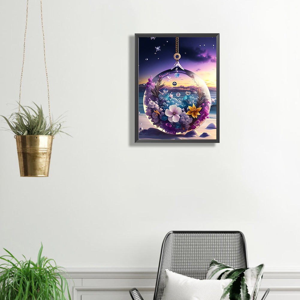 Flower Pendant - Full Square Drill Diamond Painting 30*40CM