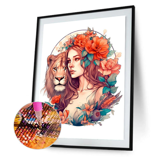 Beauty And The Lion - Full Square Drill Diamond Painting 30*40CM