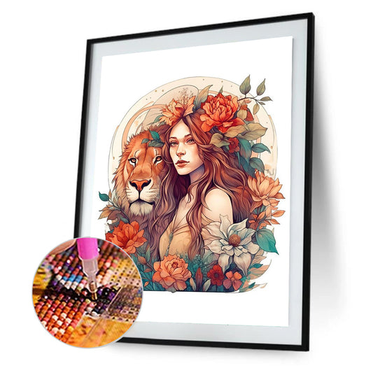 Beauty And The Lion - Full Square Drill Diamond Painting 30*40CM