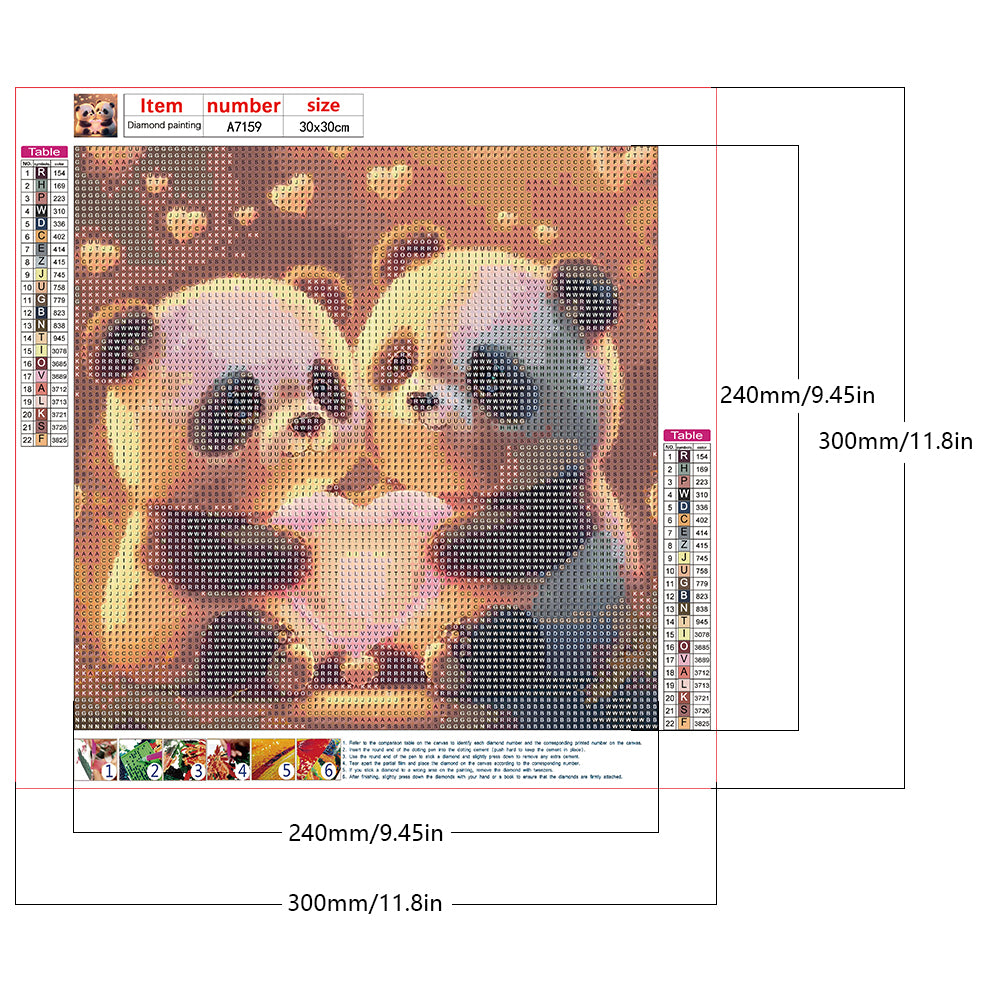 Two Red Pandas - Full Round Drill Diamond Painting 30*30CM