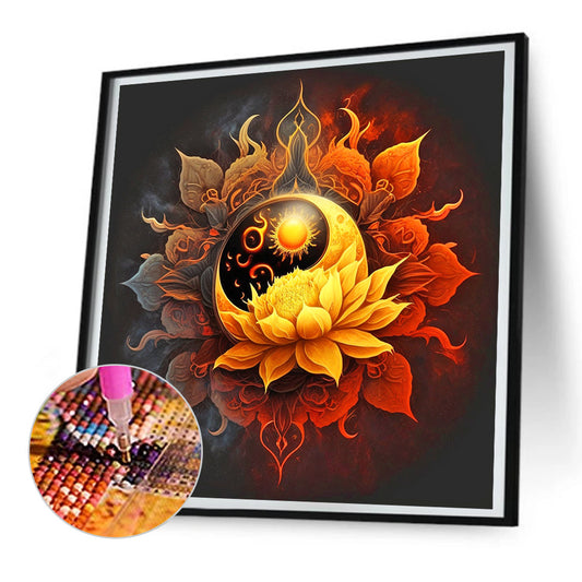 Yin And Yang Bipolar Flower - Full Round Drill Diamond Painting 30*30CM