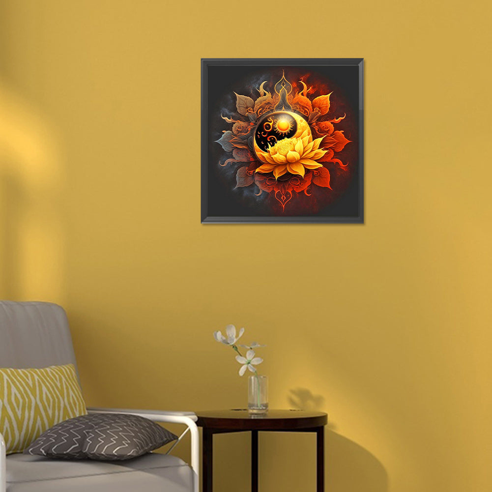 Yin And Yang Bipolar Flower - Full Round Drill Diamond Painting 30*30CM